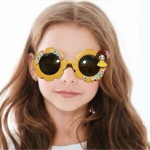 Girls yellow flower shaped princess sunglasses